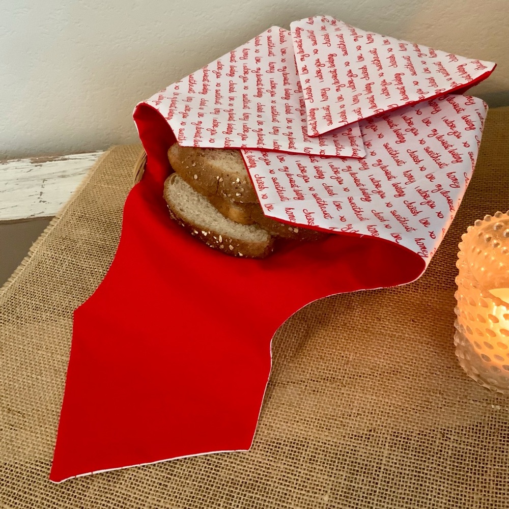 Valentine’s Day bread basket liner